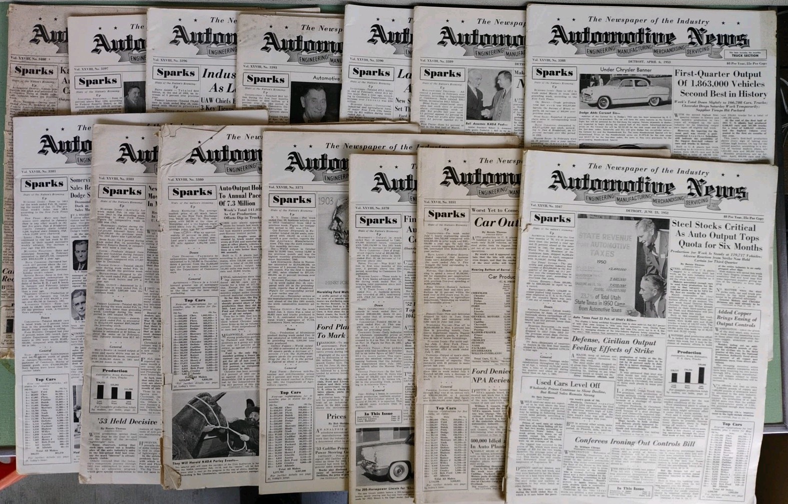 Automotive News Trade Magazine 1952-1953 Lot of 14