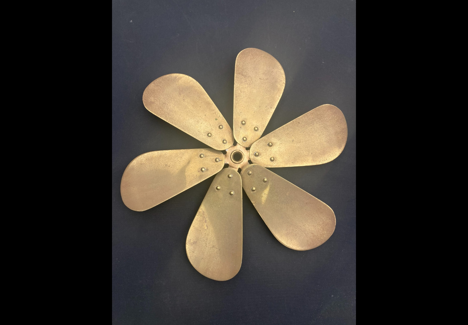 antique GE brass fan blade 12”  3/8 bore c1915