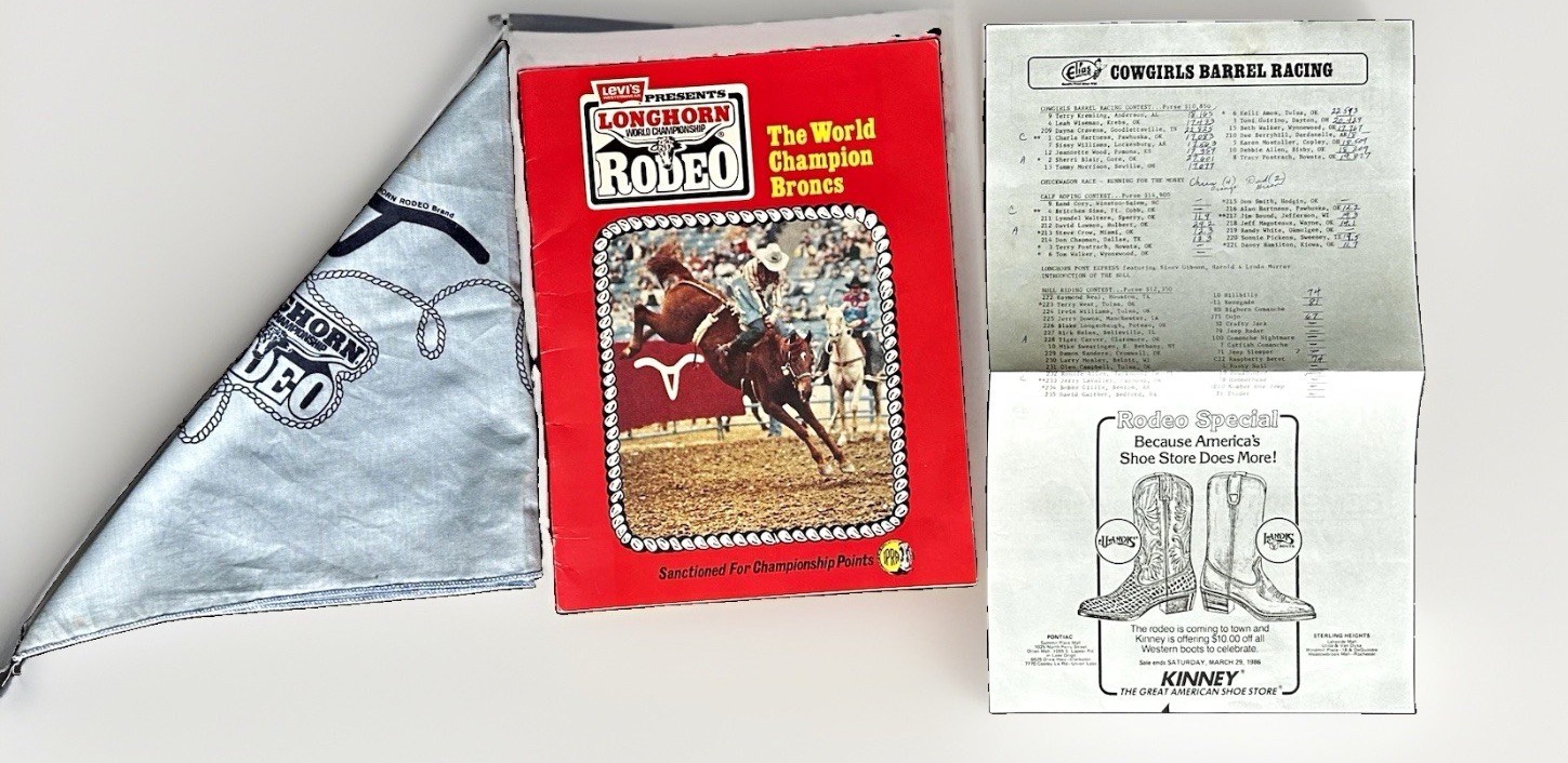 Vintage Levis Longhorn Rodeo Brochure & Bandana 1984