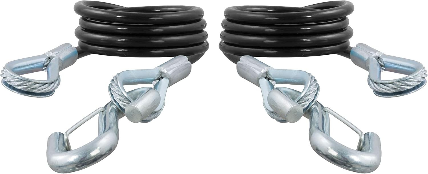 43-7/8-Inch Vinyl-Coated Trailer Safety Cables, 3/8-In Snap Hooks, 3,500 lbs 43-7/8-Inch Vinyl-Coated Trailer Safety Cables, 3/8-In Snap Hooks, 3,500 lbs