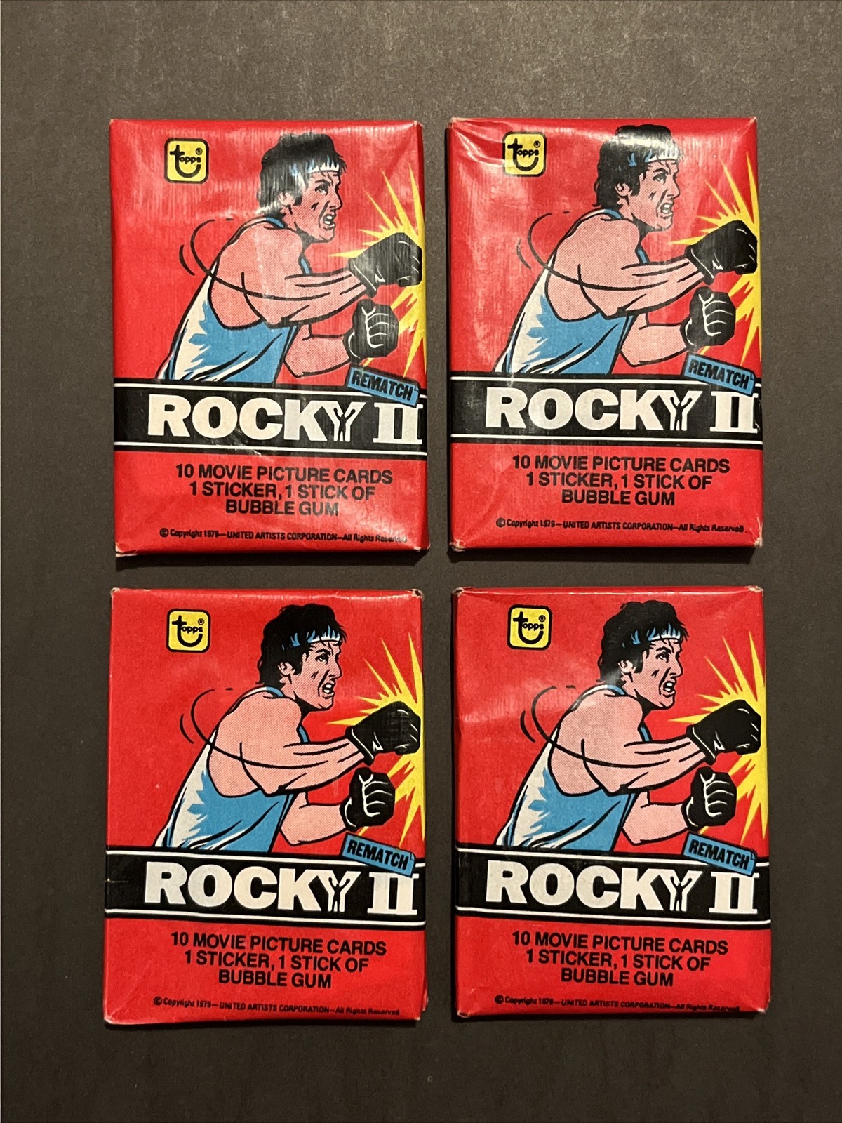 1979 Topps Rocky II Wax Pack Lot 4 Unopened Movie Cards Stickers Stallone