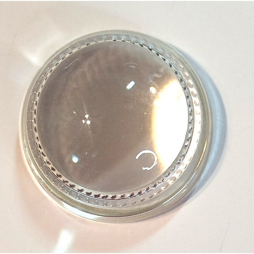 Vintage Clear Glass Dome Paperweight Magnifier Beaded Base Desk Accessory 2.5\