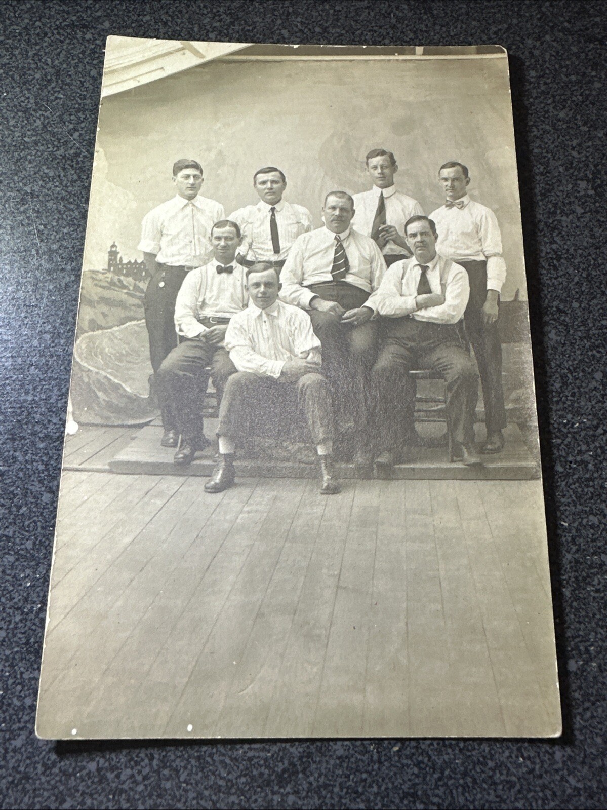 Group Of Eight Men Unknown Time Unknown Place Unknown Location Postcard ￼