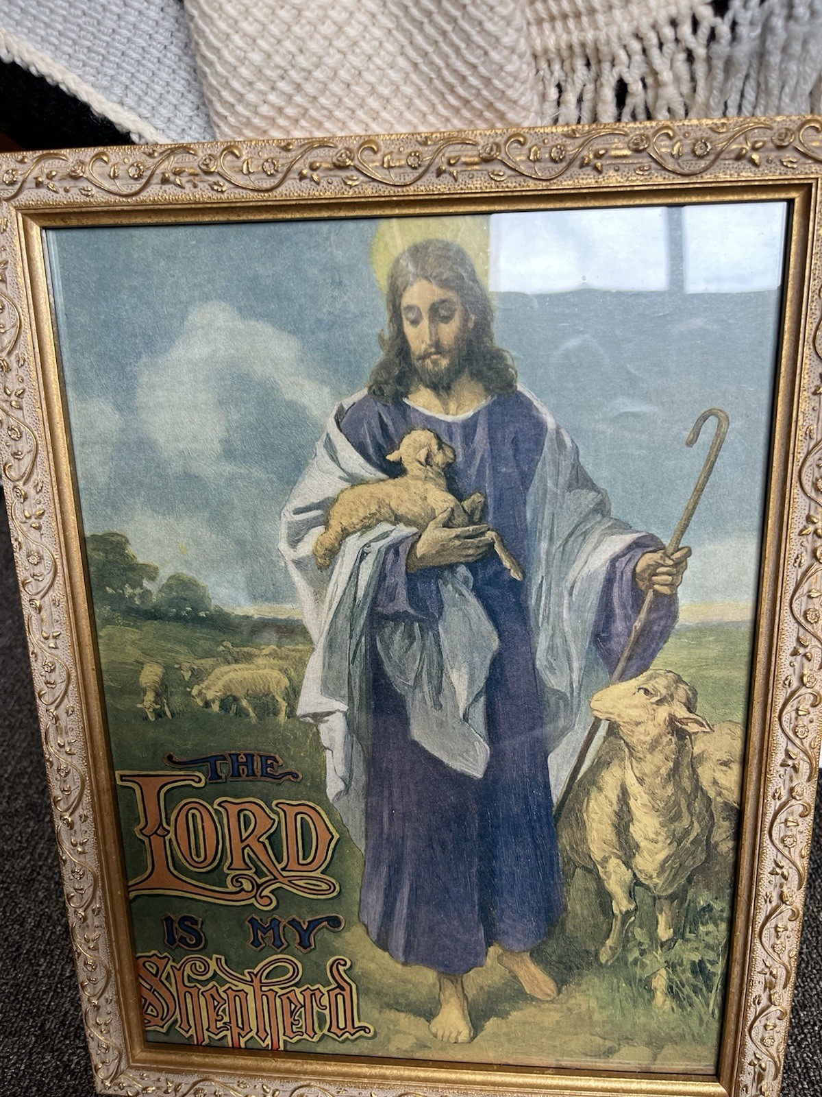 Jesus Litho/ The Lord Is My Shepherd, Vintage Professionally Framed Lovely