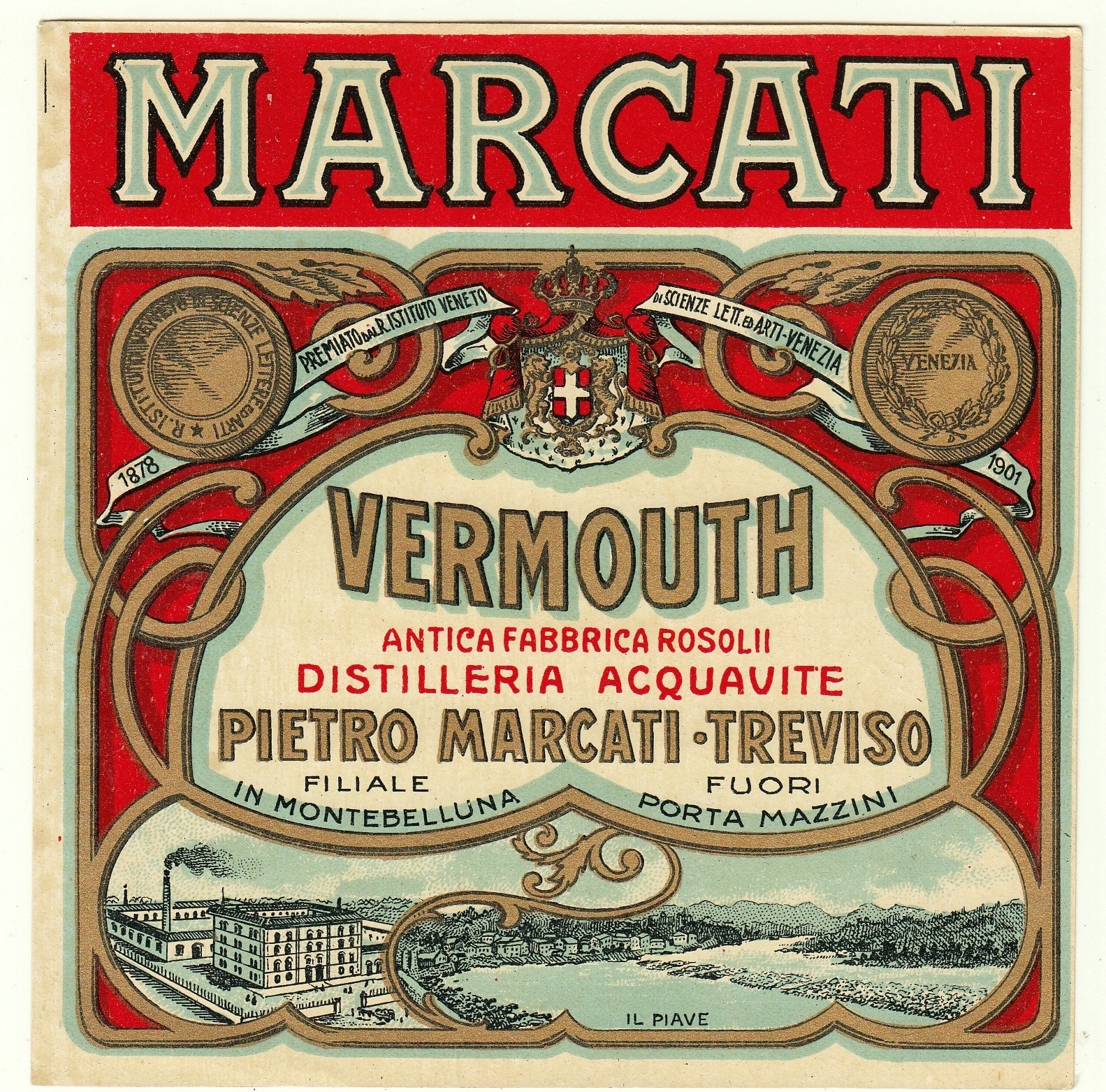 2746-LABEL, TREVISO-PIETRO MARKEDI, VERMOUTH-ANCIENT FACTORY ROSOLII-SQUAVITE 2746-LABEL, TREVISO-PIETRO MARKEDI, VERMOUTH-ANCIENT FACTORY ROSOLII-SQUAVITE