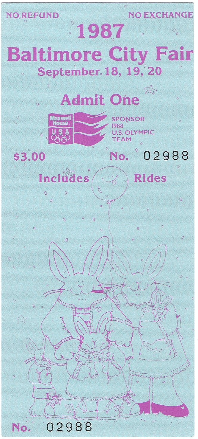 1987 BALTIMORE City Fair unused TICKETS lots of 6 Sponsor USA 1988 Olympic Team