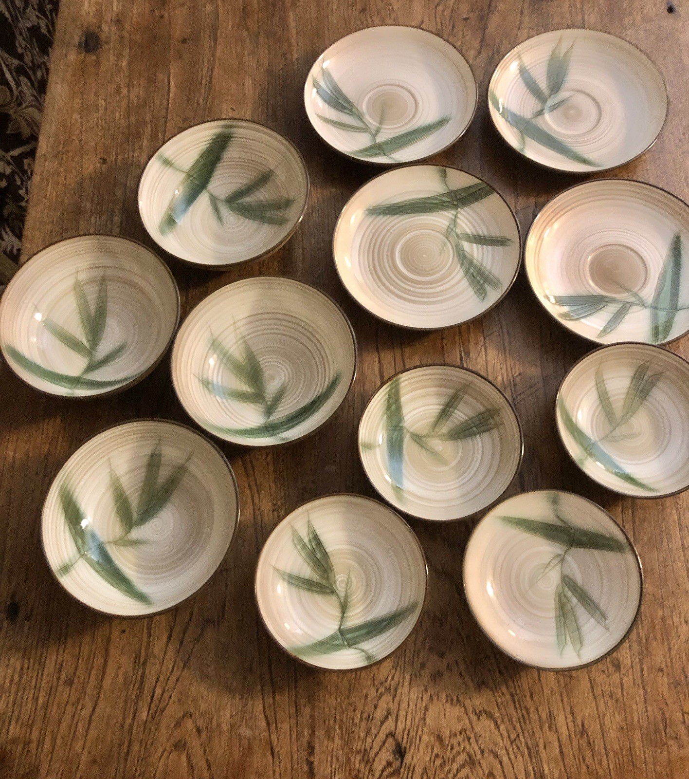 RARE COLLECTIBLE 1950s Showa Kasuga Japan Bamboo Set of 12 Dishes Valued 300+
