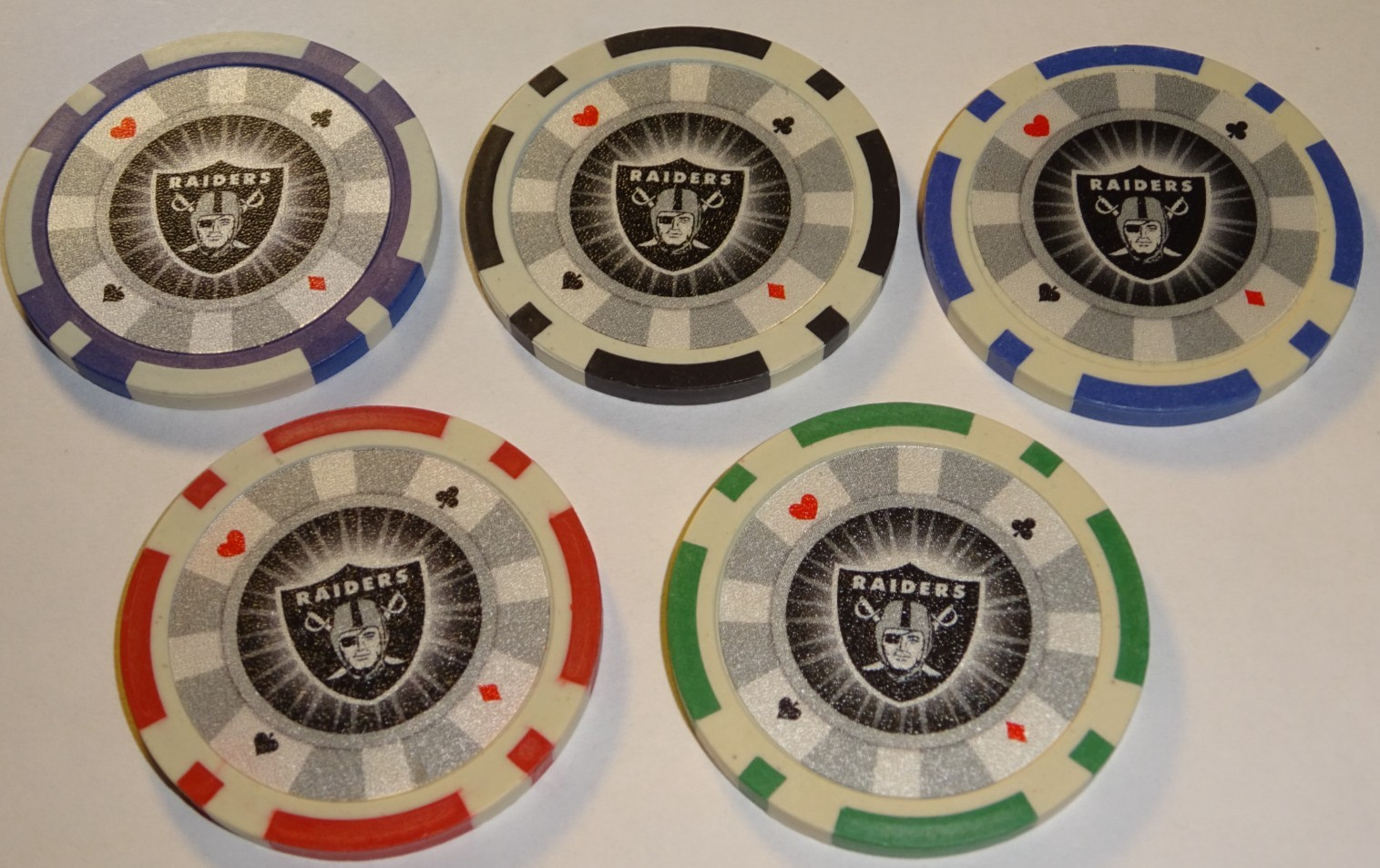 5 Las Vegas Raiders NFL Poker Chips