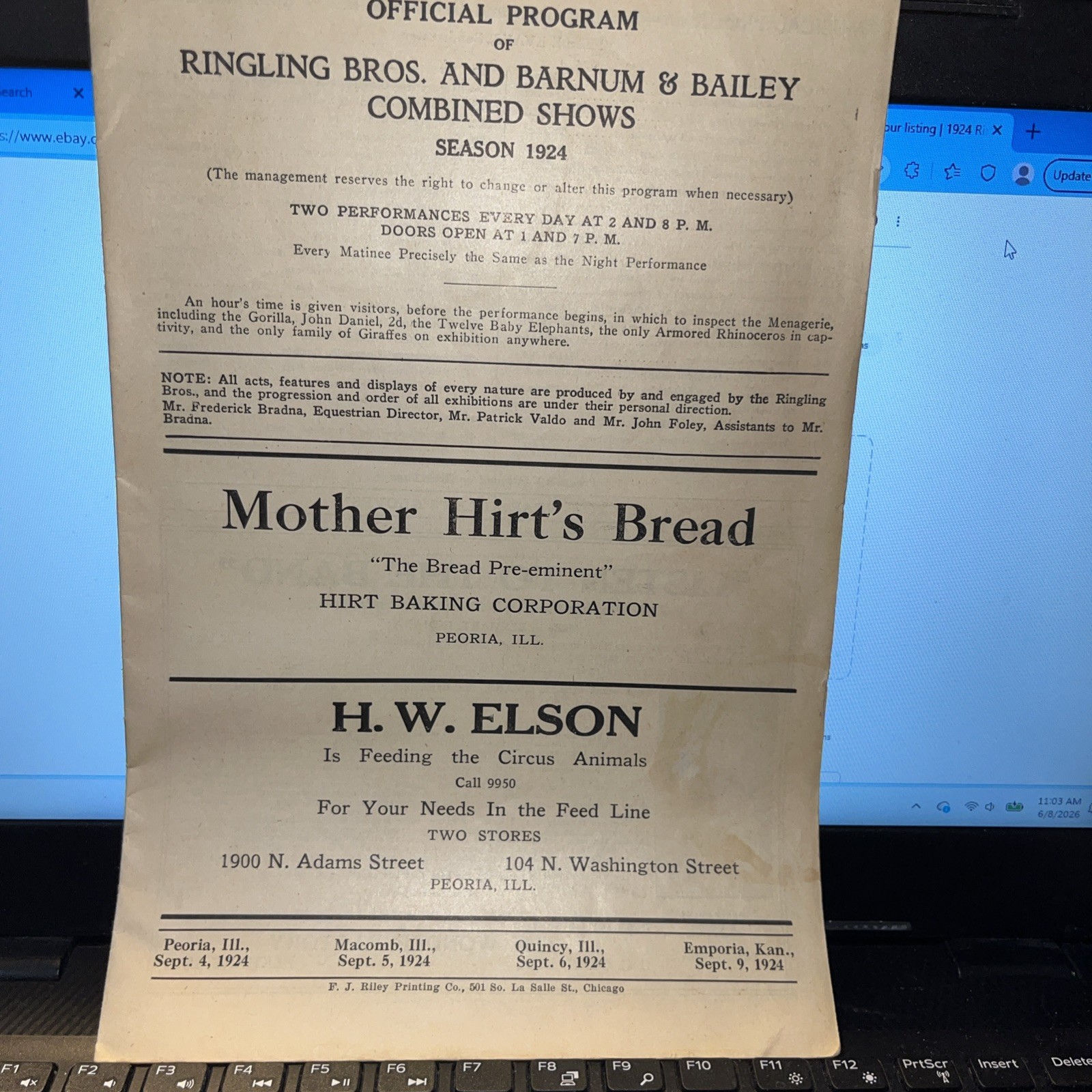 1924 Ringling Bros and Barnum & Bailey Combined Shows Season 1924 Official Progr 1924 Ringling Bros and Barnum & Bailey Combined Shows Season 1924 Official Progr