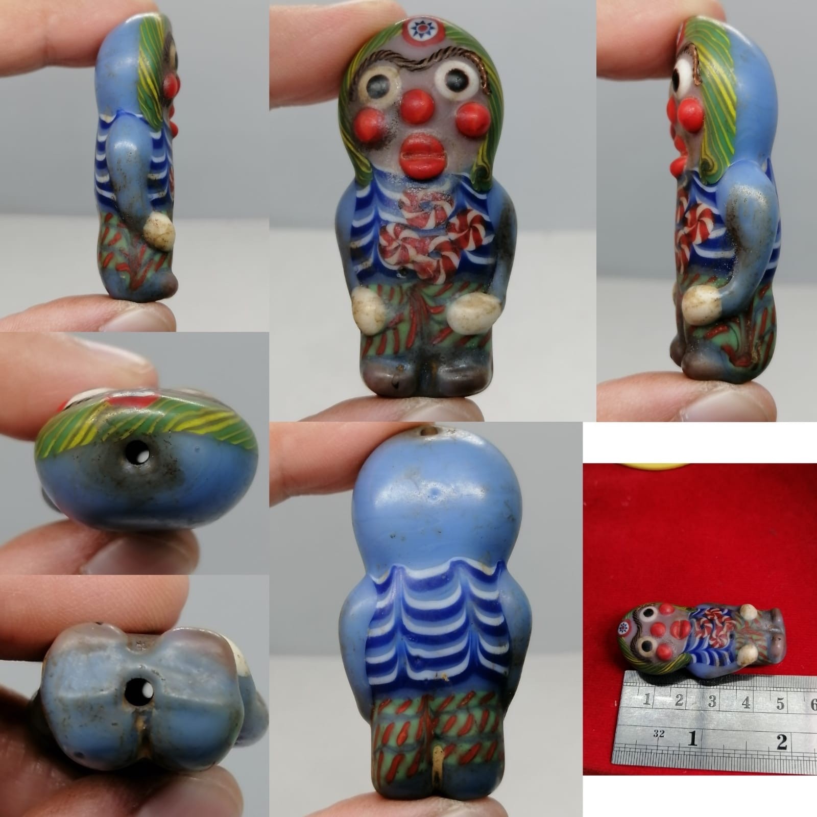Old mosaic glass wonderful old carved amulet pendant Old mosaic glass wonderful old carved amulet pendant