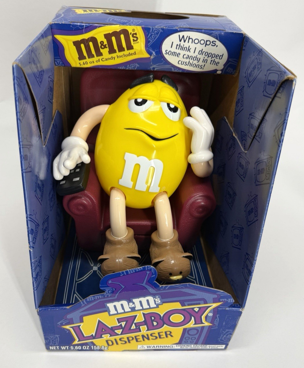 Vintage M&M\'s LA-Z-BOY Lounge Chair Candy Dispenser Yelllow, NEW in Open Box