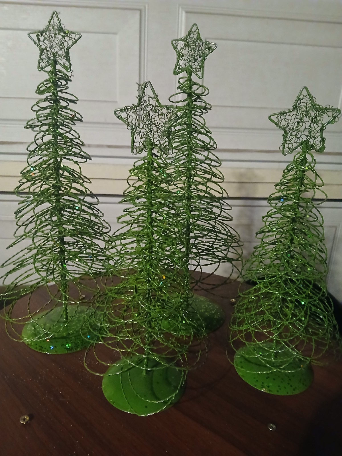 Pier 1 Imports Christmas Trees Set of 4 Green Glitter Looped Wire. Sparkly Pier 1 Imports Christmas Trees Set of 4 Green Glitter Looped Wire. Sparkly