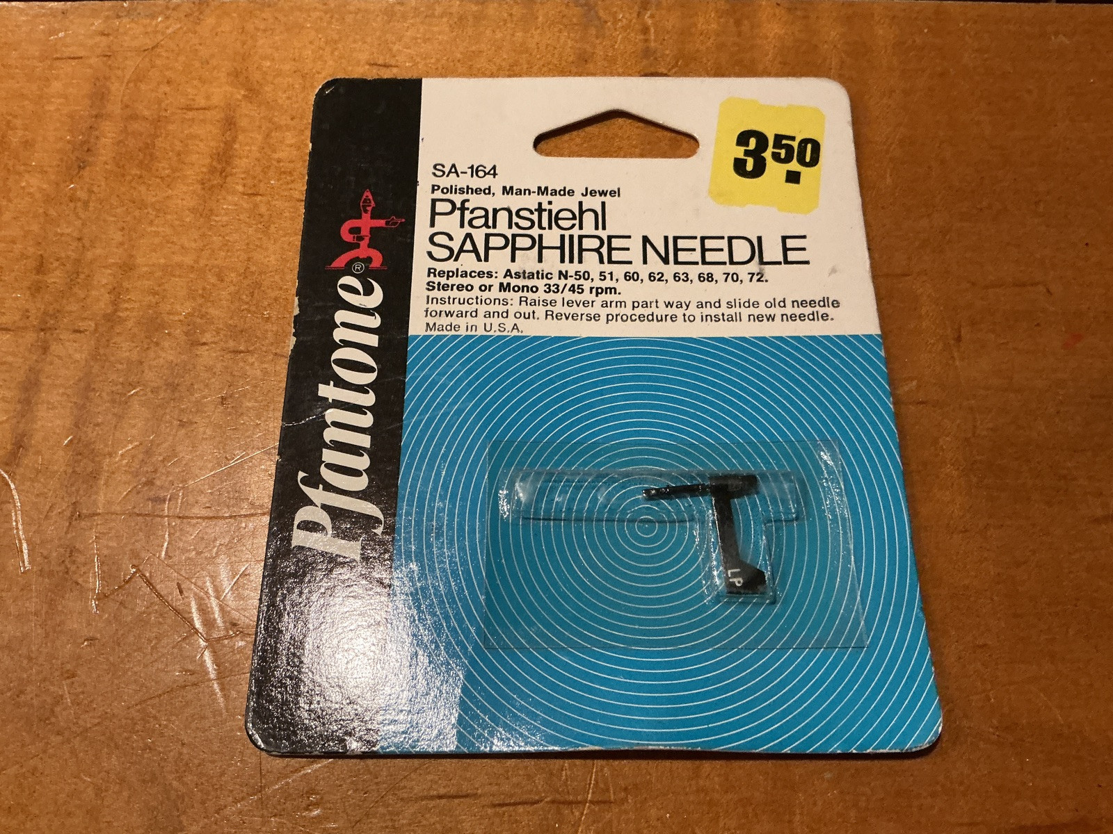 NEW Pfanstiehl SA-164 Sapphire Needle Stylus Astatic Replacement N-50 51,60,63 +