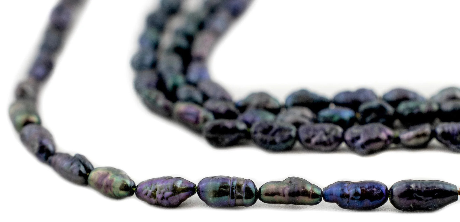 Iridescent Plum Vintage Japanese Rice Pearl Beads 4mm Purple Oval 16 Inch Strand