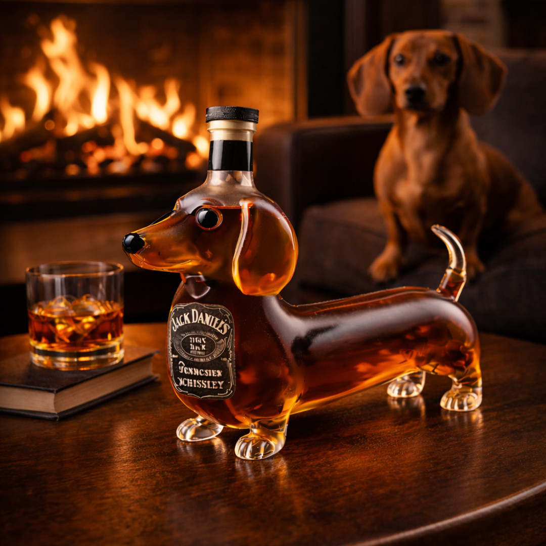 Dachshund Whiskey Decanter – Dog Shaped Bottle, Unique Bar Decor Piece