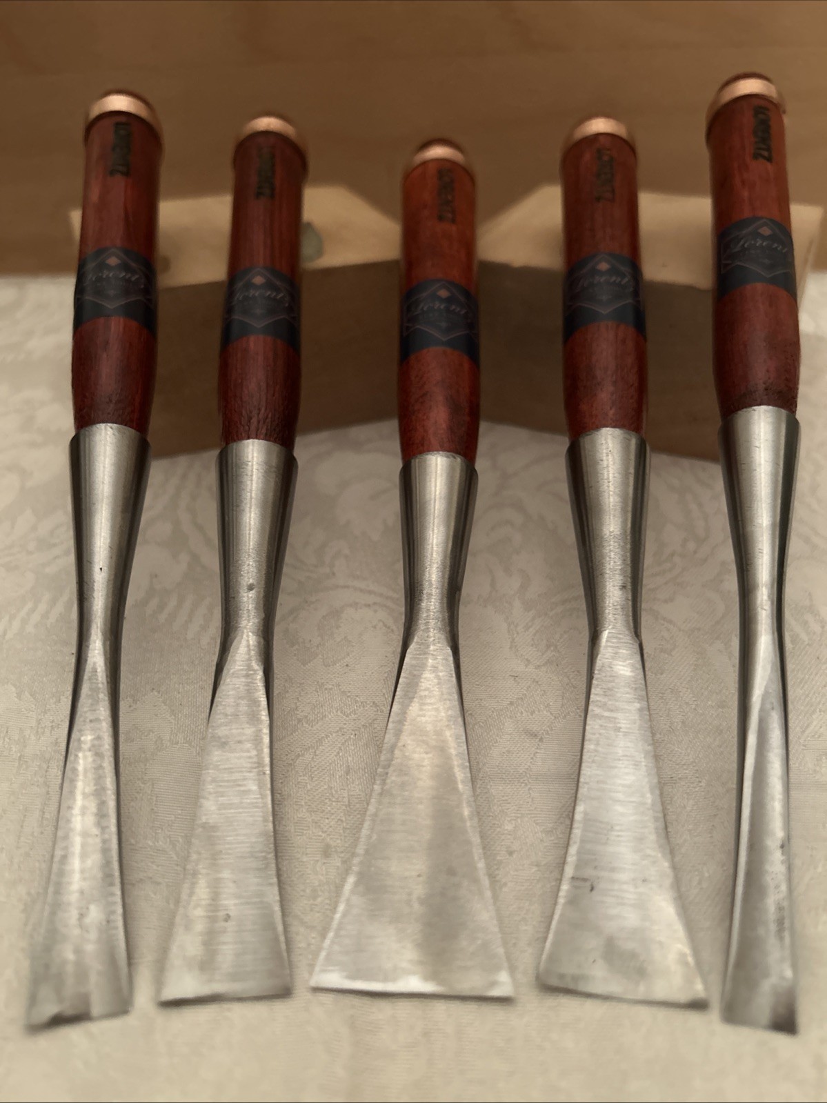 Custom Forged Long neck socket 5 Gouge Chisel Set # 3 Slight U 30mm - 10mm