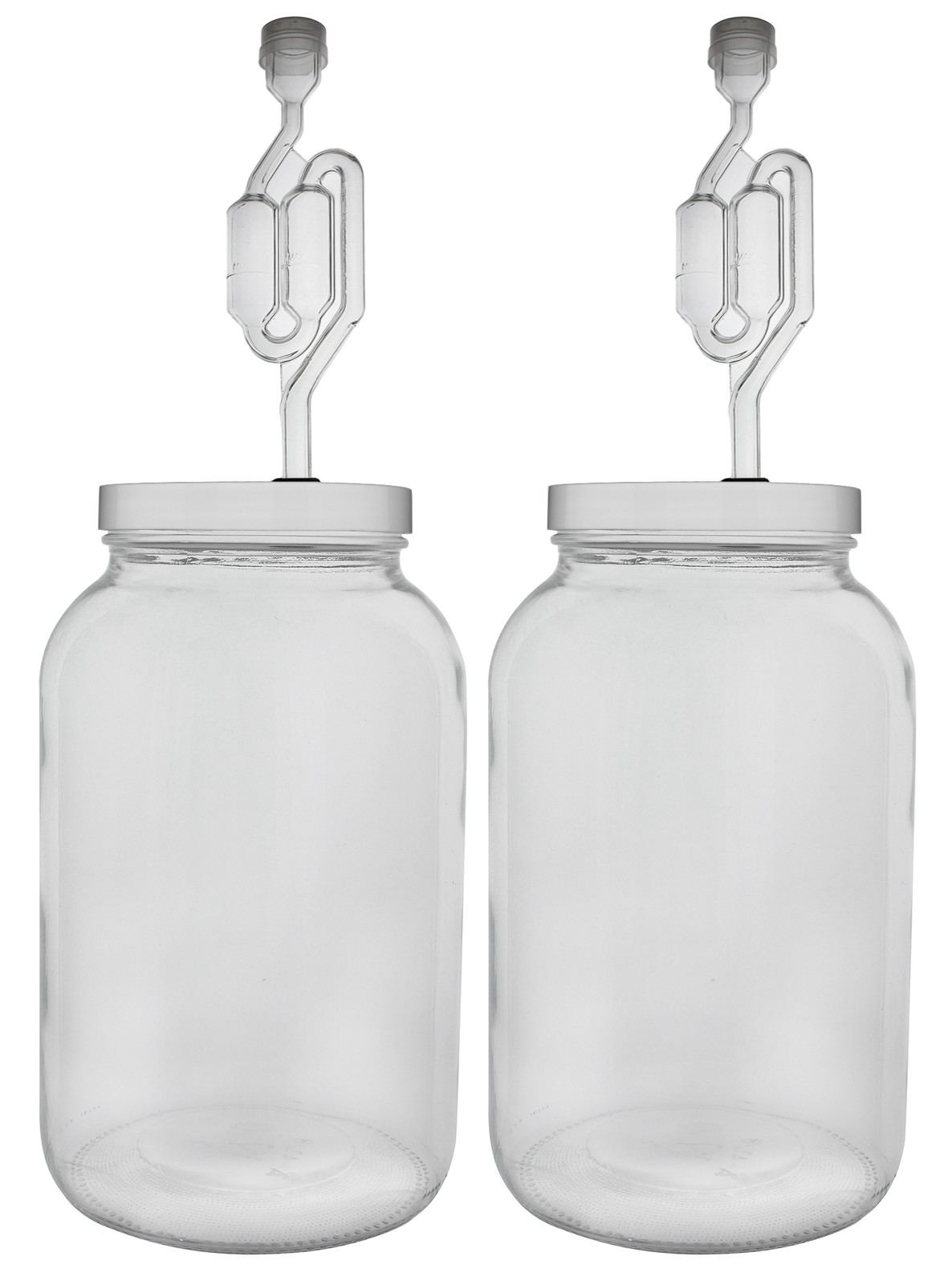 One Gallon Wide Mouth Jar with Lid and Twin Bubble Airlock-Set of 2