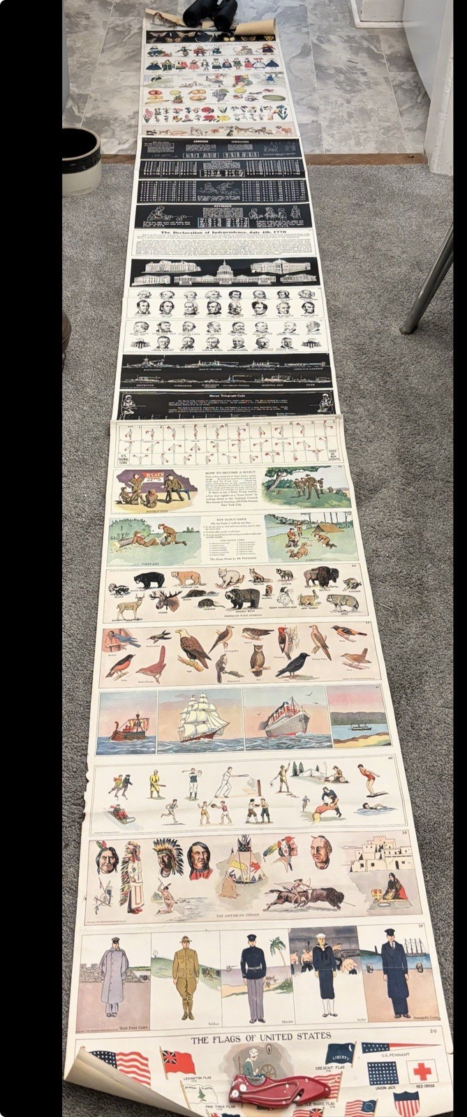 Original Vintage Antique 1928 Pull Down School Teaching Chart