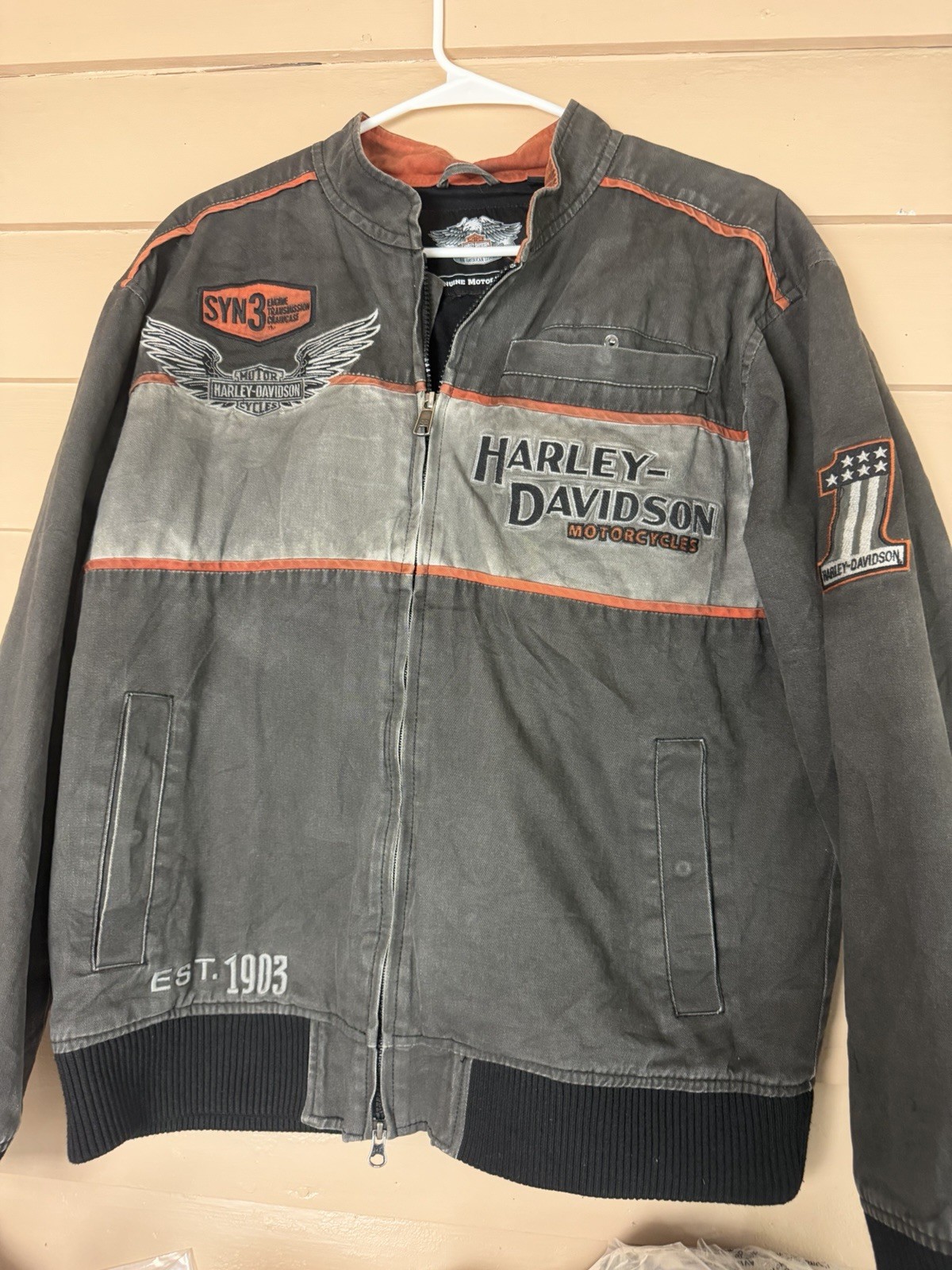 Harley-Davidson Genuine Motorclothes Gray Zip-Up Jacket Est. 1903 Size M
