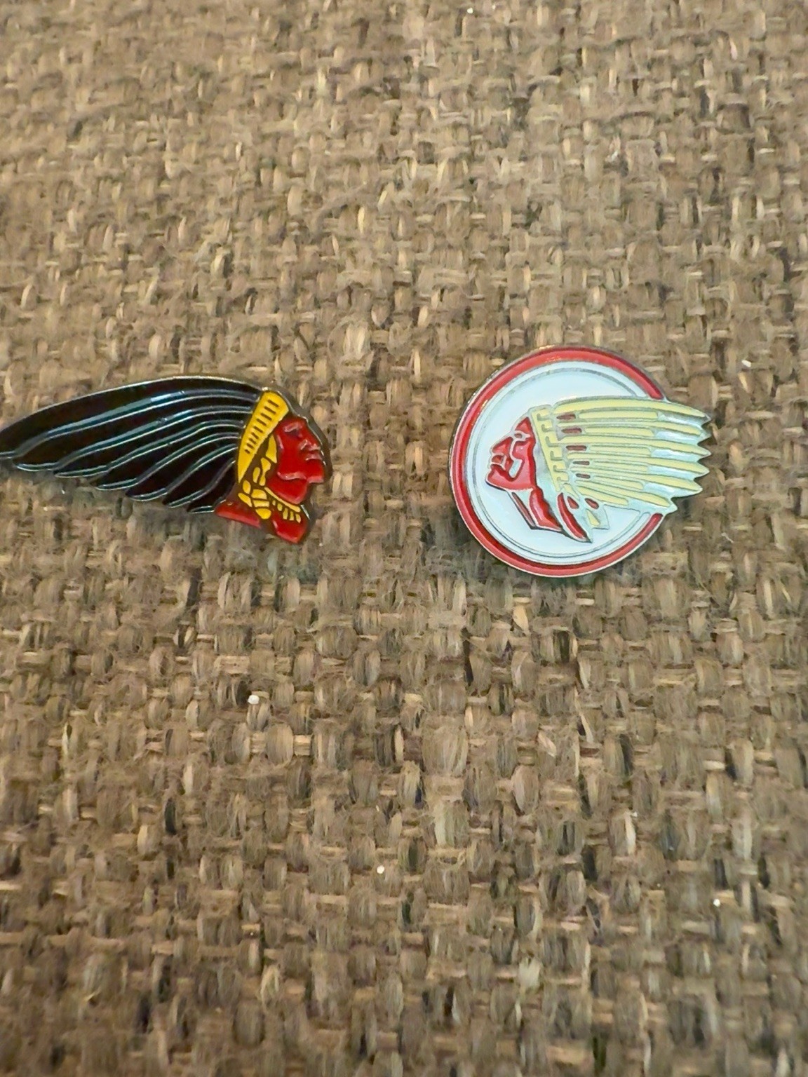 Vintage Indian Motorcycle Chief Head Enamel Lapel Pins Lot of 2 Biker Vintage Indian Motorcycle Chief Head Enamel Lapel Pins Lot of 2 Biker