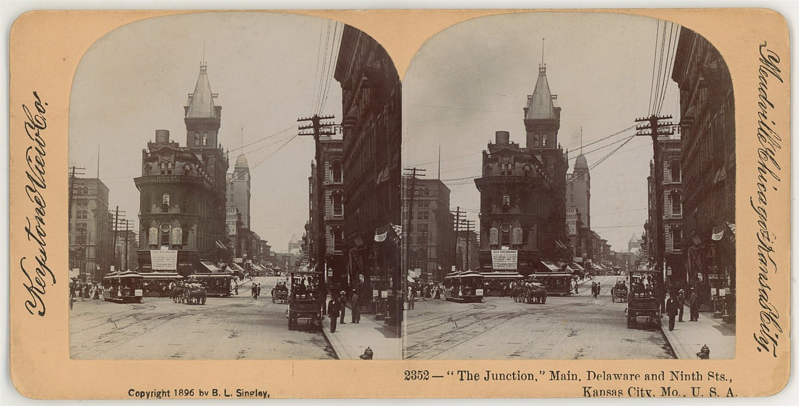 MISSOURI STEREOVIEW - Kansas City - The Junction - Keystone c1896
