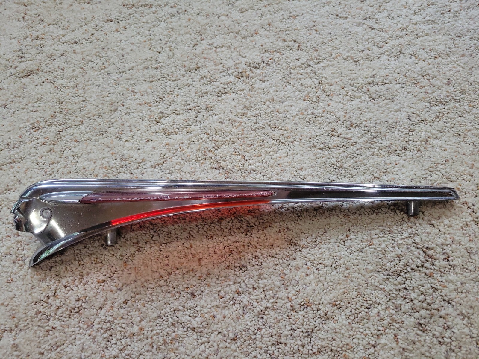 Vintage Pontiac 1948 Hood Ornament With Red Lucite
