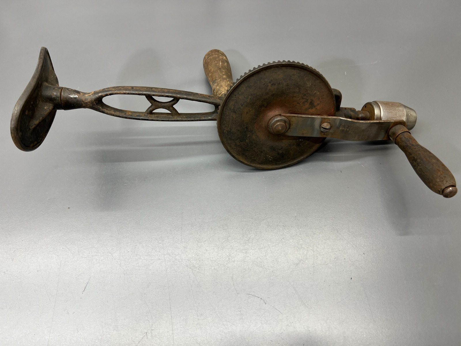 VINTAGE GOODELL PRATT NO. 245 2 SPEED BREAST SHOULDER DRILL PAT 1896 - USA