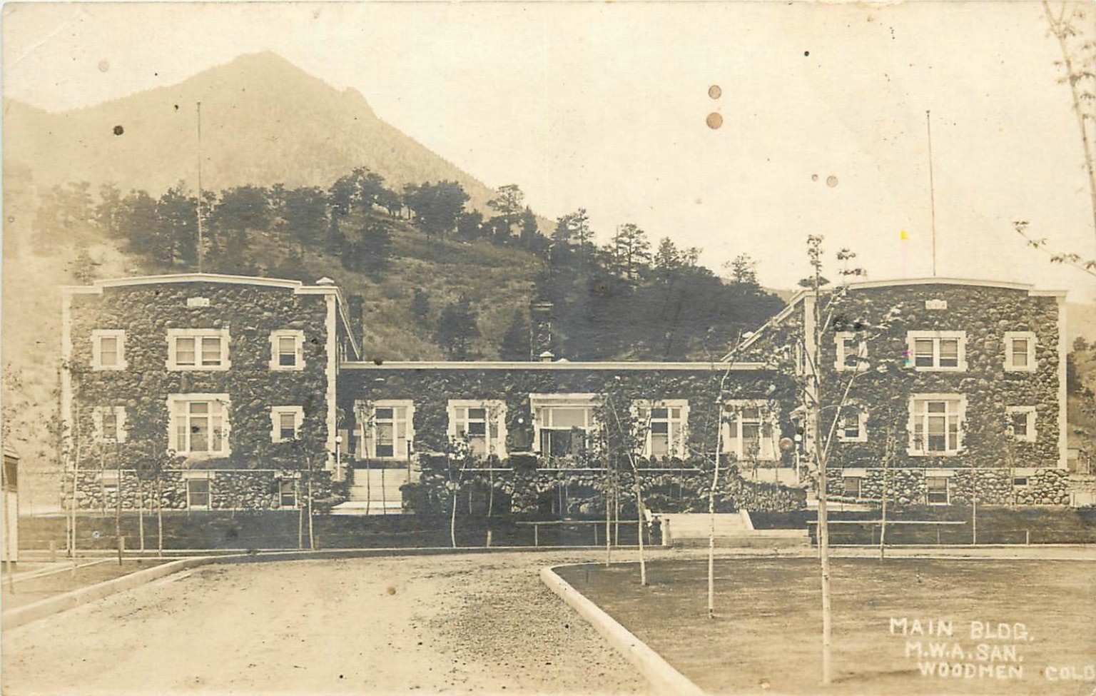 Woodmen, CO M.W.A. Sanatorium Main Building RPPC Postcard Vintage c1910 Woodmen, CO M.W.A. Sanatorium Main Building RPPC Postcard Vintage c1910