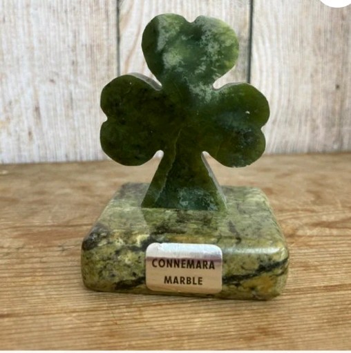 Vintage Carved Irish Connemarra Marble Shamrock Clover
