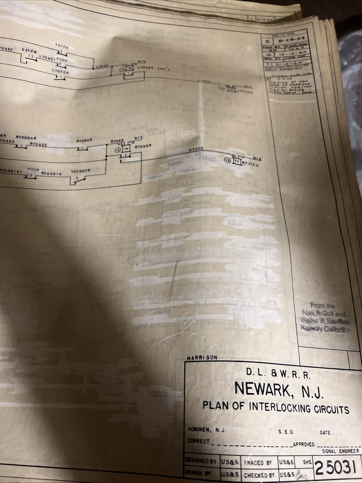 DL&WRR Newark NJ Plans Of Interlocking Circuits 1958-1960 ,Excellent condition