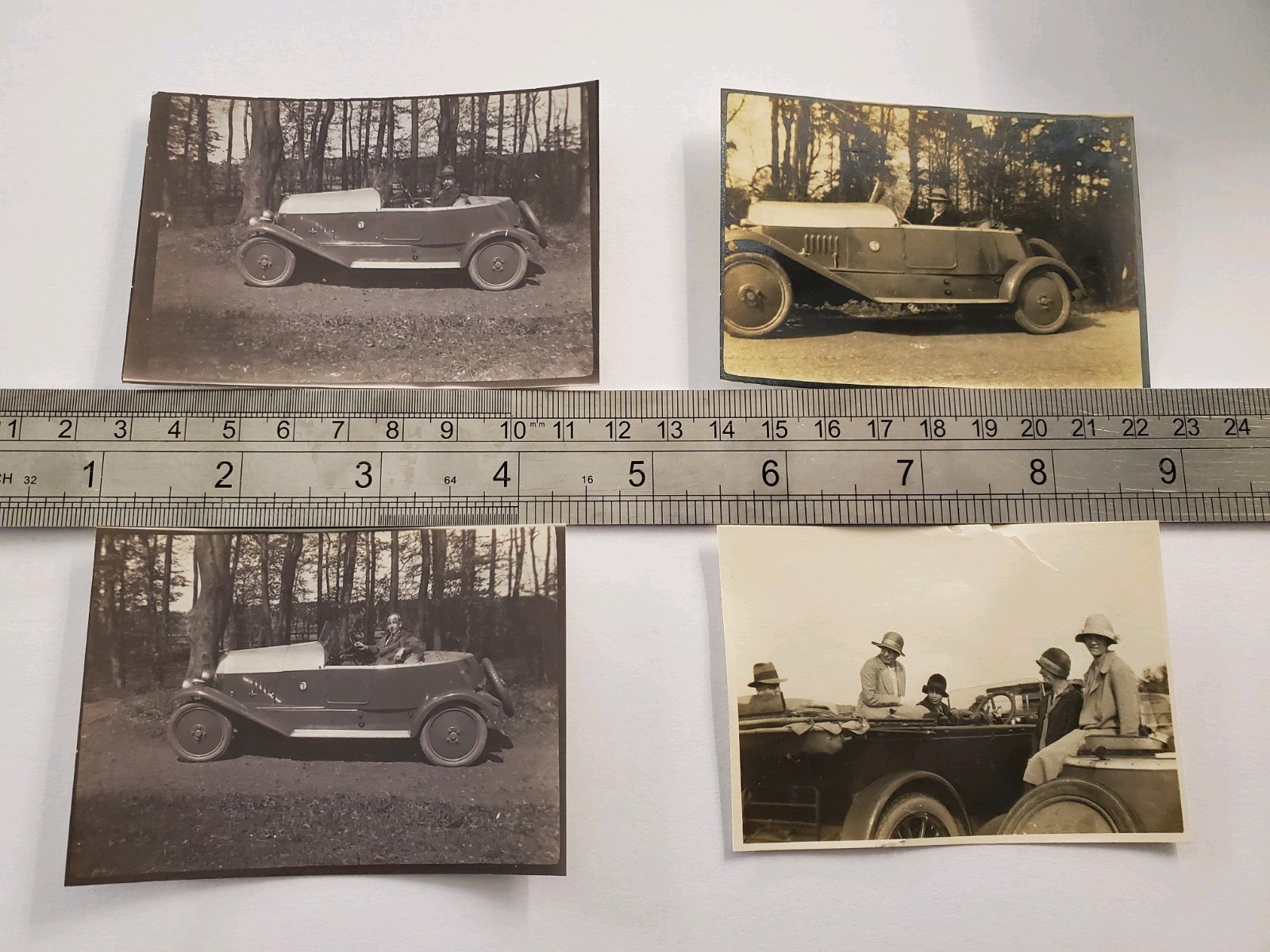 4 X Antique / Vintage Photos Of 1920\'s Open Topped Sports Car