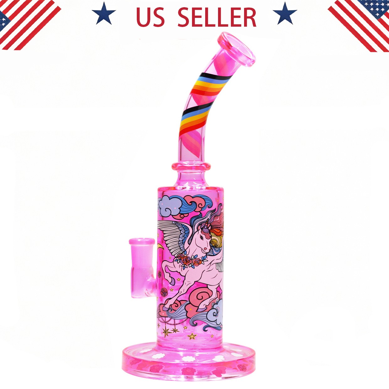 Pegasus 10in Glass Bongs Water Pipes Tobacco Smoking Perc Bongs 14mm bowl Hookah