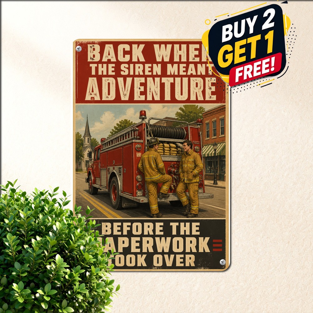 Firefighter Tribute Tin Sign Vintage Fire Department Pride Metal Wall Plaque