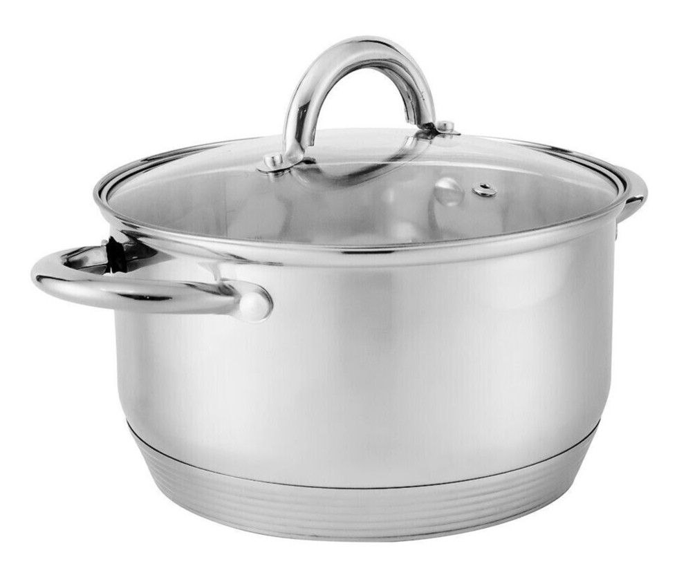 STPGOODS Stainless Steel Stockpot Cooking Pot Soup Casserole w/ Glass Lid 6.4-qt