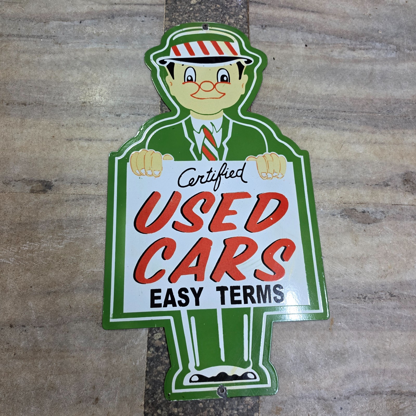 USEDCARS PORCELAIN ENAMEL SIGN 16 X 30 INCHES