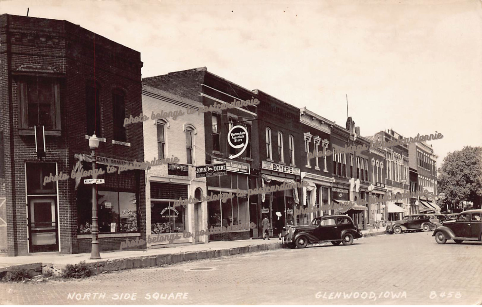 RPPC Glenwood Iowa Main Street John Deere Store Advertising Photo Postcard D22