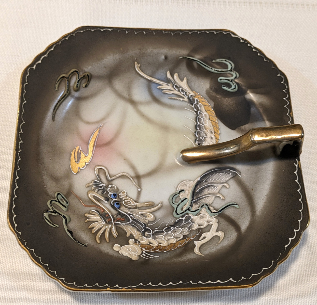 VTG Square Japan Ashtray Dragonware Dragon Design 5.5