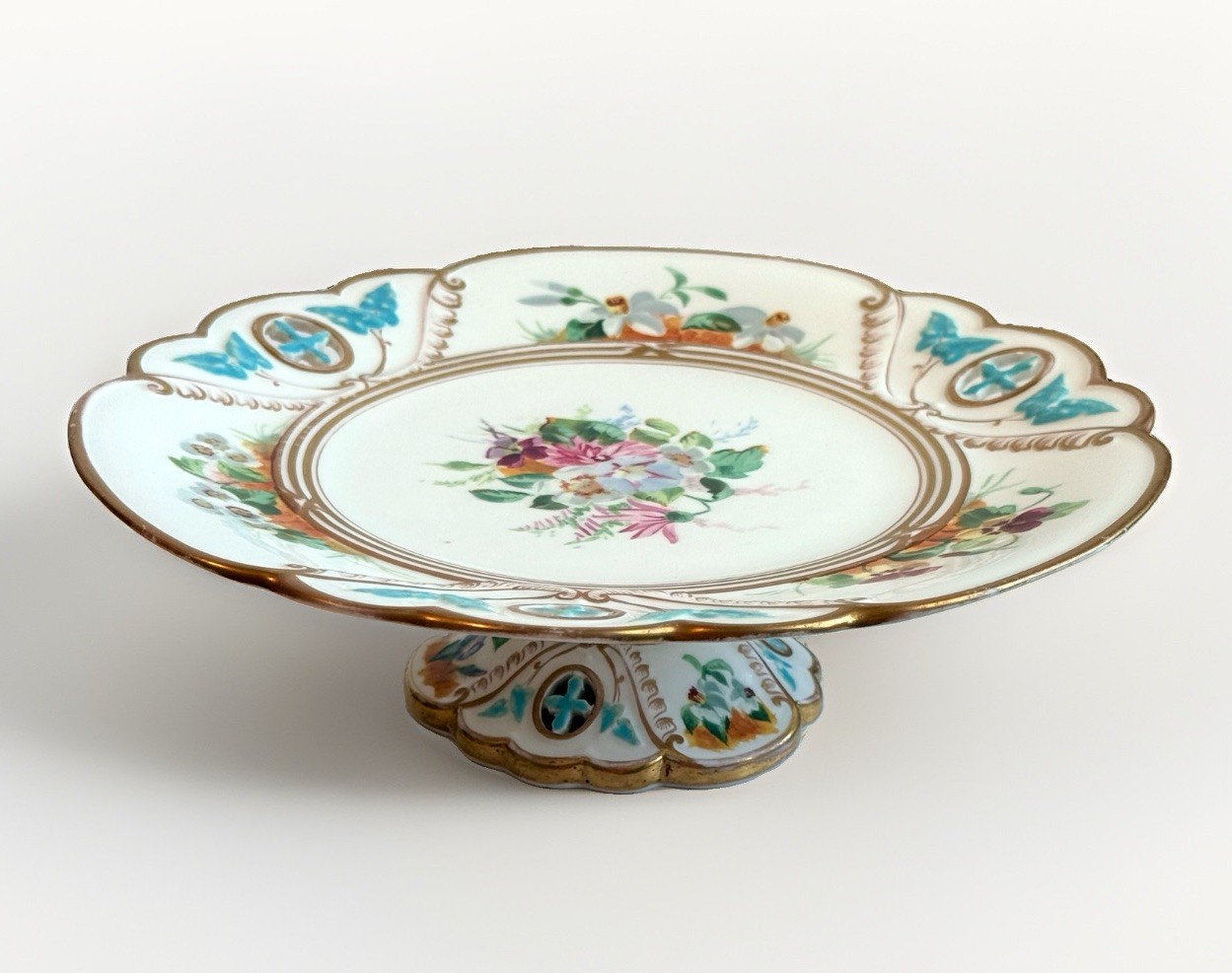 Antique Dresden Centerpiece Compote Bowl Germany, 9.5” Wide X 3” High Antique Dresden Centerpiece Compote Bowl Germany, 9.5” Wide X 3” High