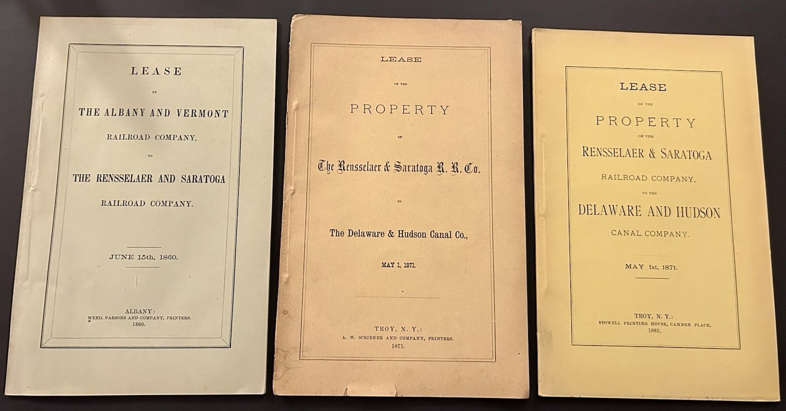 1860 1871 1881 Railroad Lease Books Rensselaer Saratoga Albany Vermont Inventory