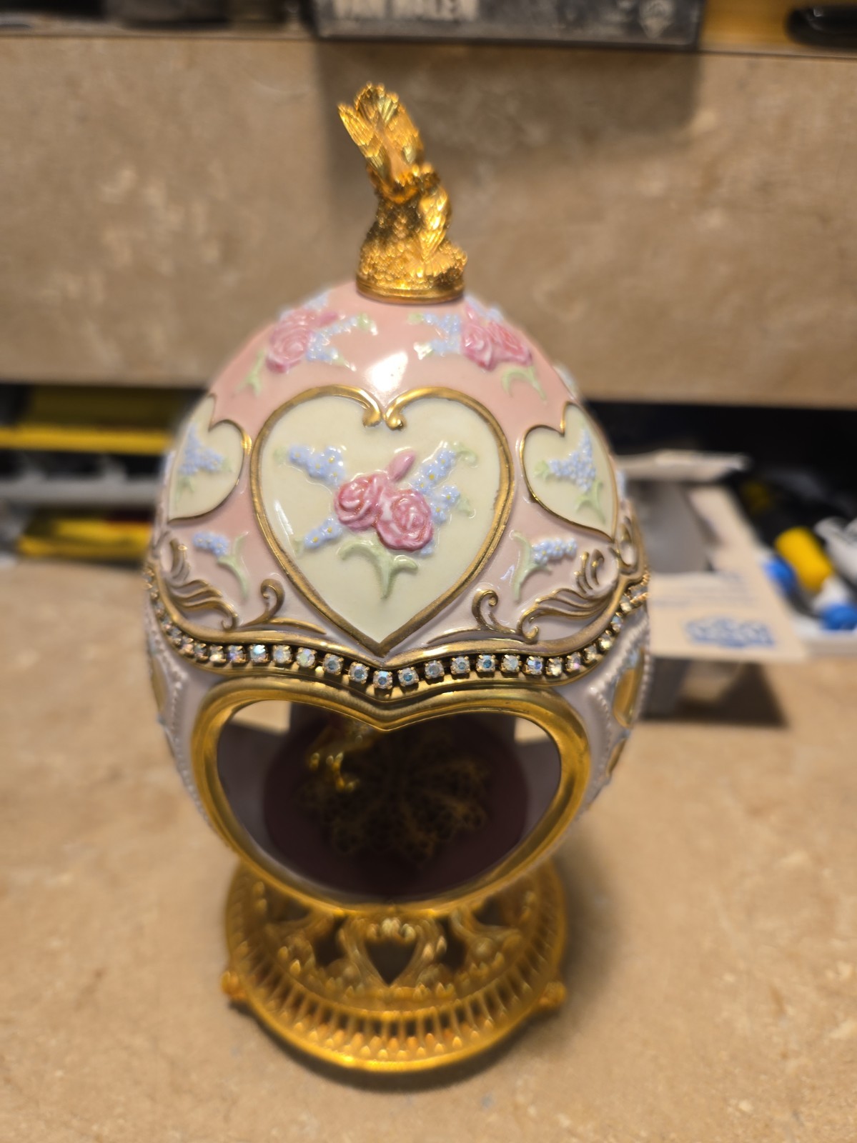 Franklin Mint Faberge Sweetheart  Carousel Musical Egg Nice