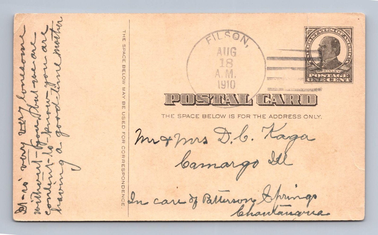 Antique Missouri Postcard CHARLESTON Filson Mail Delivery 1910 to Camargo IL