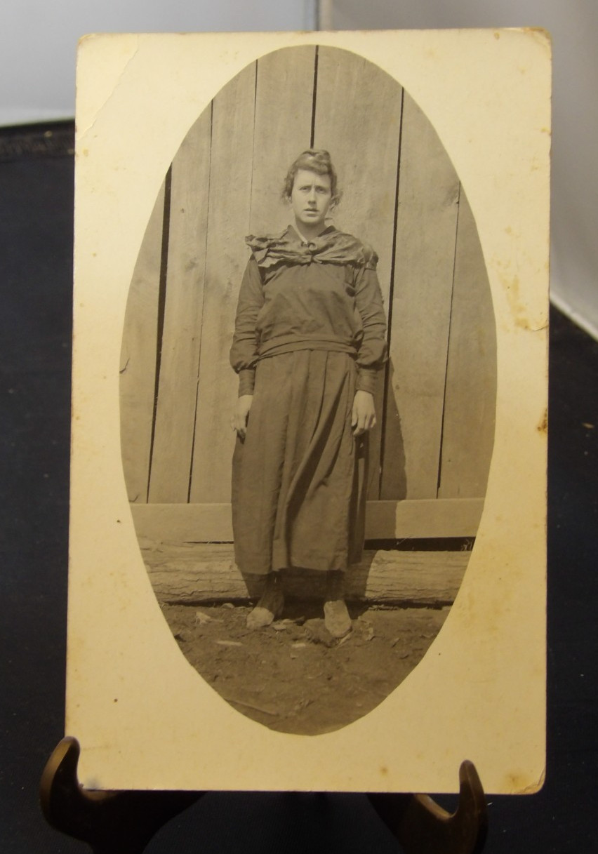 RPPC Postcard circa 1910-Candid Photo-Plain Dressed Woman-Oval RPPC Postcard circa 1910-Candid Photo-Plain Dressed Woman-Oval