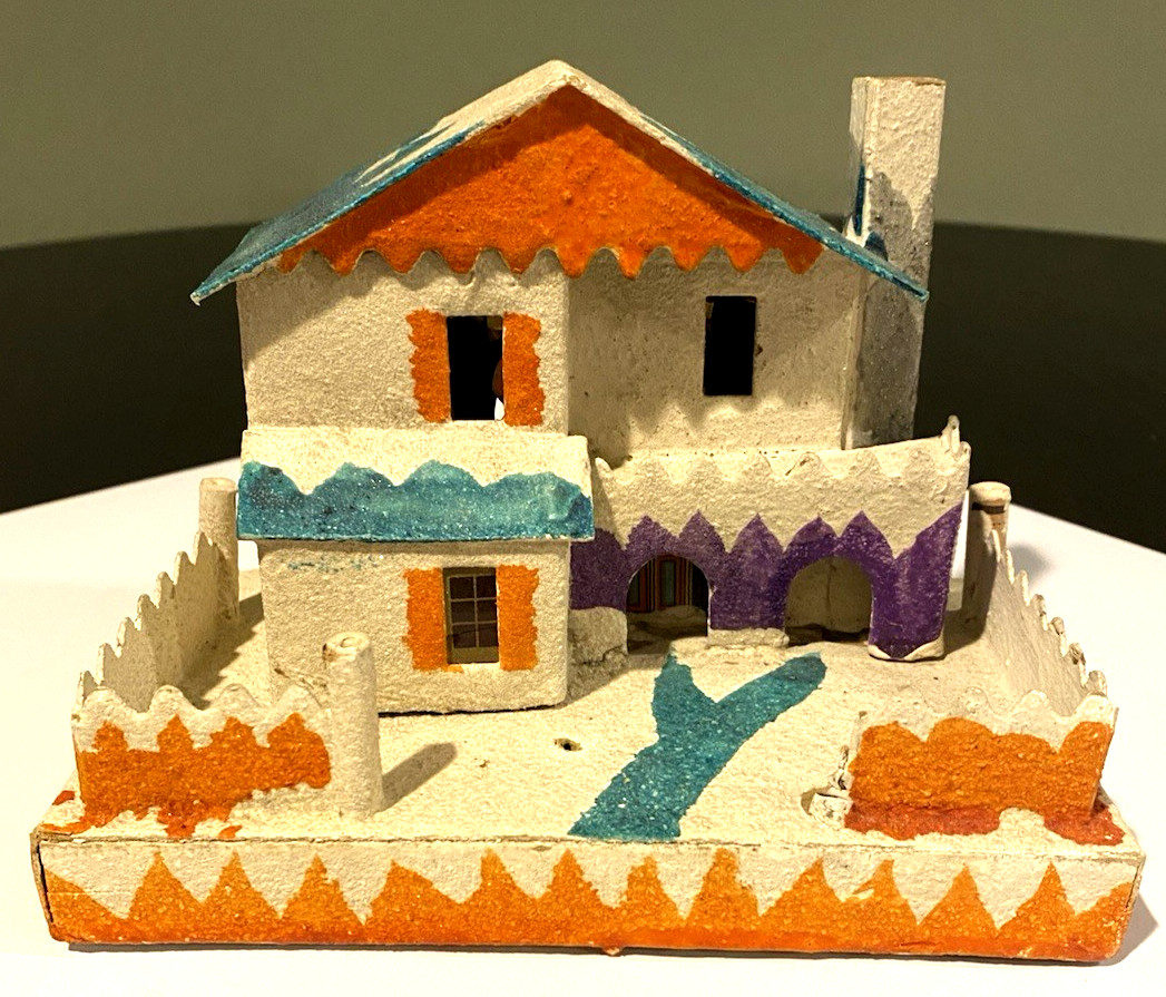Vintage Putz Christmas Village House Cardboard Large 6.5\