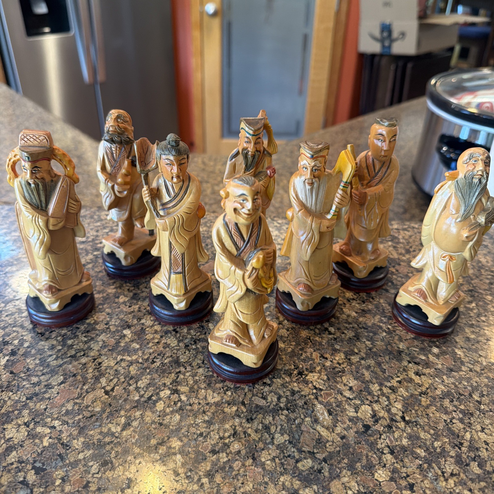 Vintage Chinese Eight Immortals Carved Boxwood Set Republic Period Vintage Chinese Eight Immortals Carved Boxwood Set Republic Period