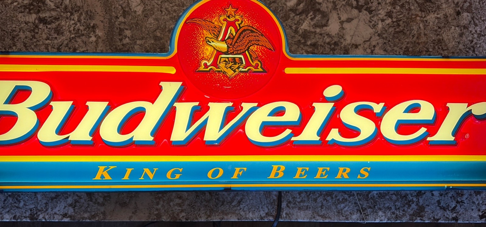 Vintage Budweiser Beer Illuminated Light Up Sign Bar Pub Or Man Cave 43” X 16”