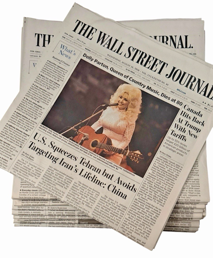 The Wall Street Journal Newspaper LOT/13 August 17 - 31 2026 Complete Unread