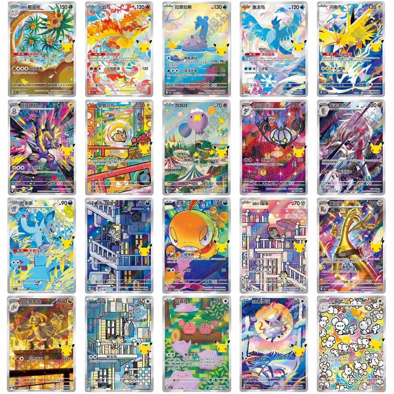 2026 Pokemon TCG 30th Anniversary AR Complete Set 20 Cards 104-123/103 Chinese NM