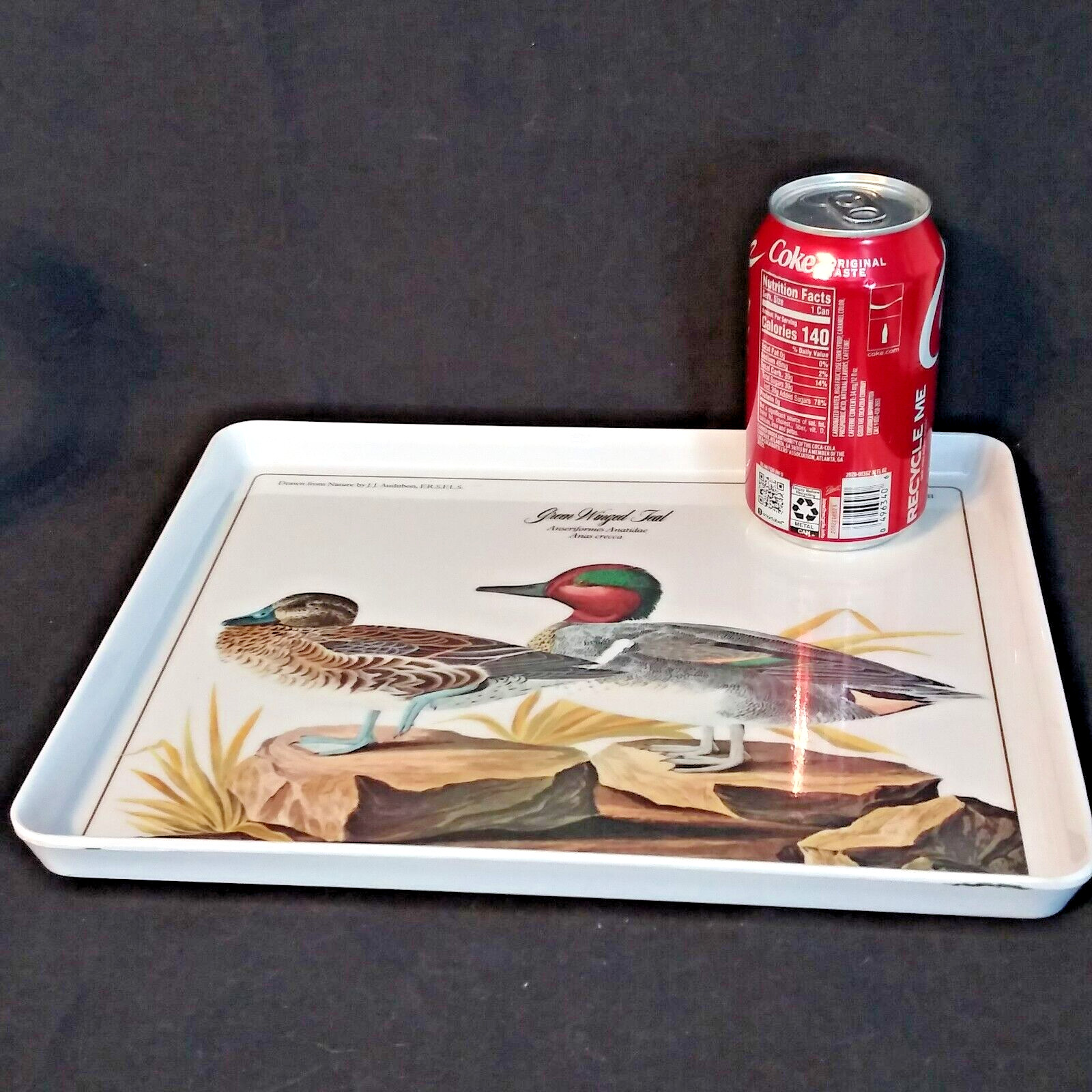 Design Imports Green Winged Teal Duck Melamine J.J. Audubon Tray 12\