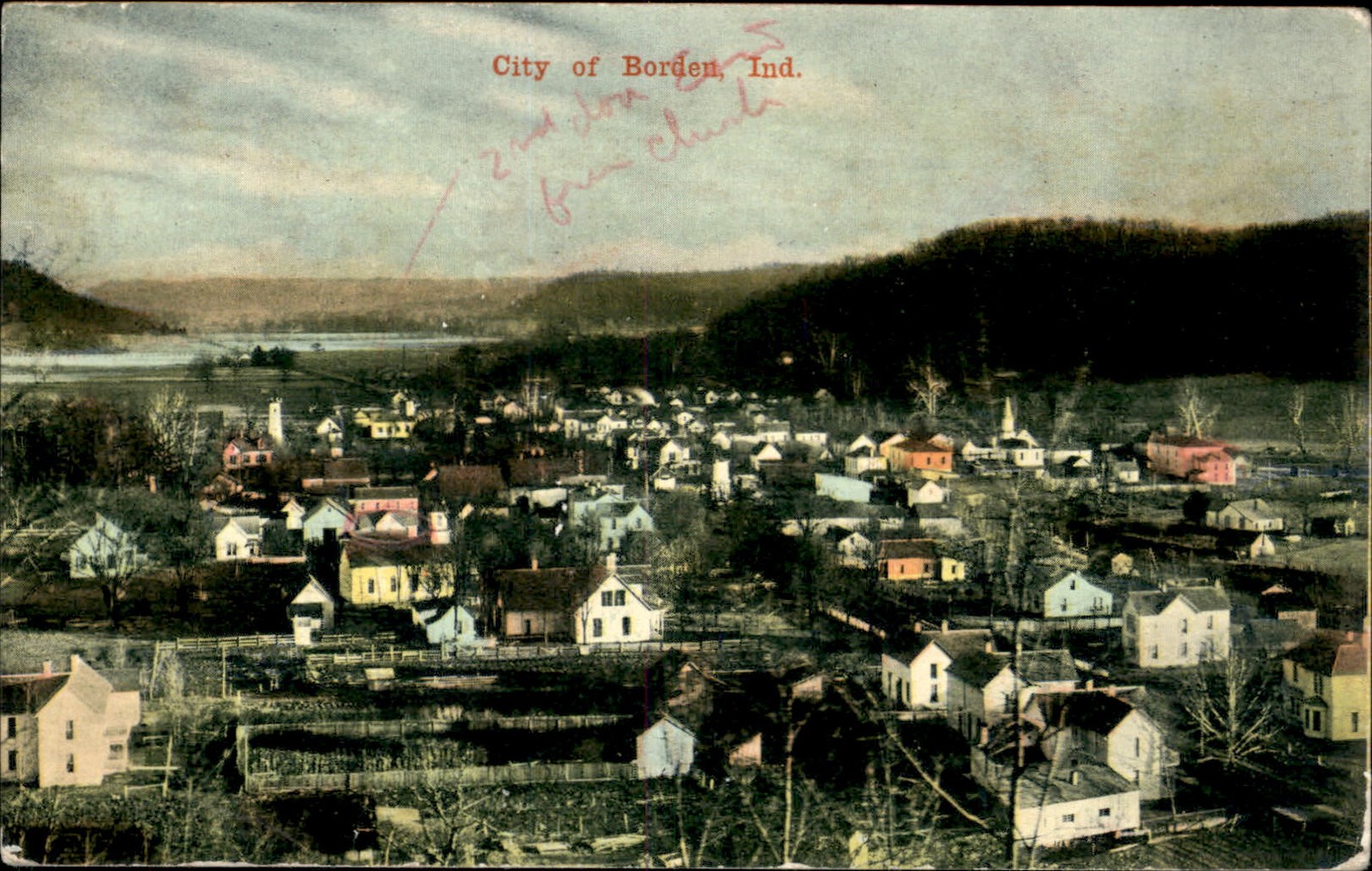 Borden Indiana IN Town View Zim c1910s Vintage Postcard