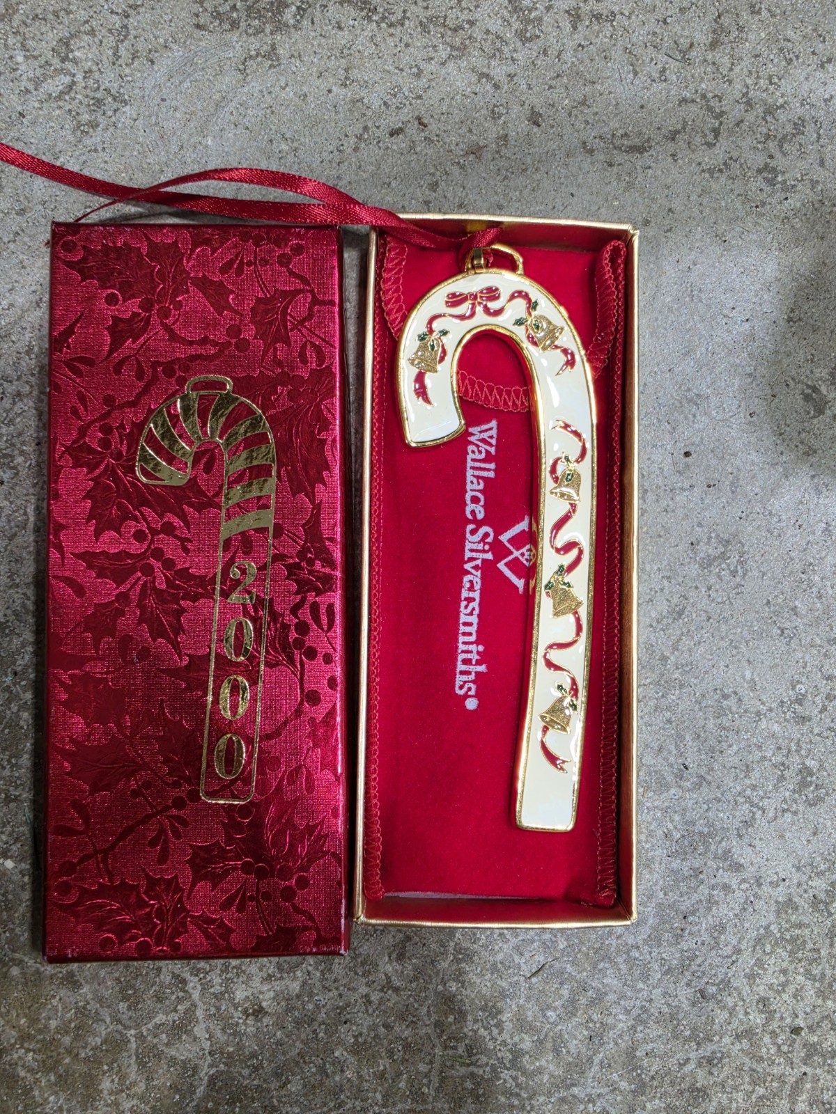 2000 Wallace Silversmiths Candy Cane Christmas Ornament  Original Box